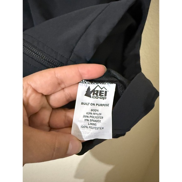 REI Co Op Men's Full Zip Hooded Softshell Jacket Black Size Large Outdoor - Picture 6 of 9